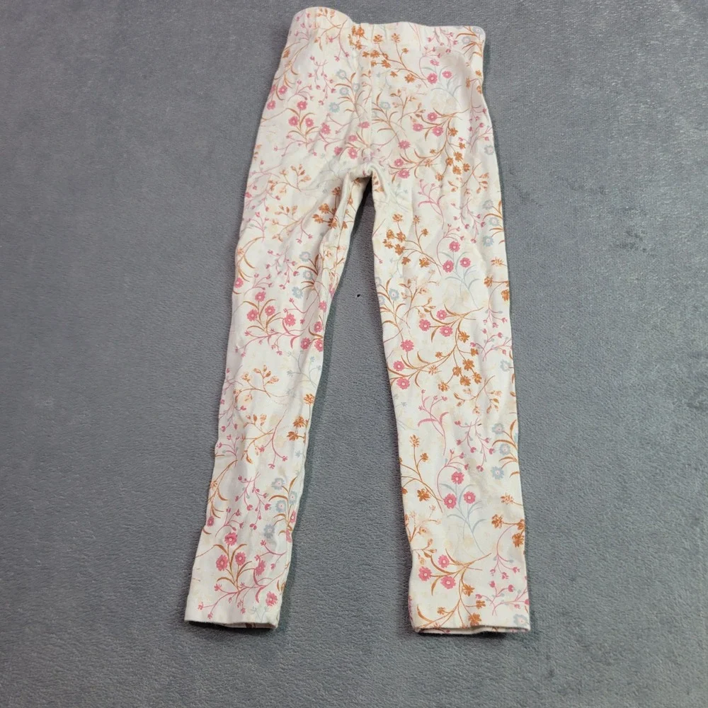 The Children's Place Legging Girls 4T White Pink Floral Botanical Cotton Stretch